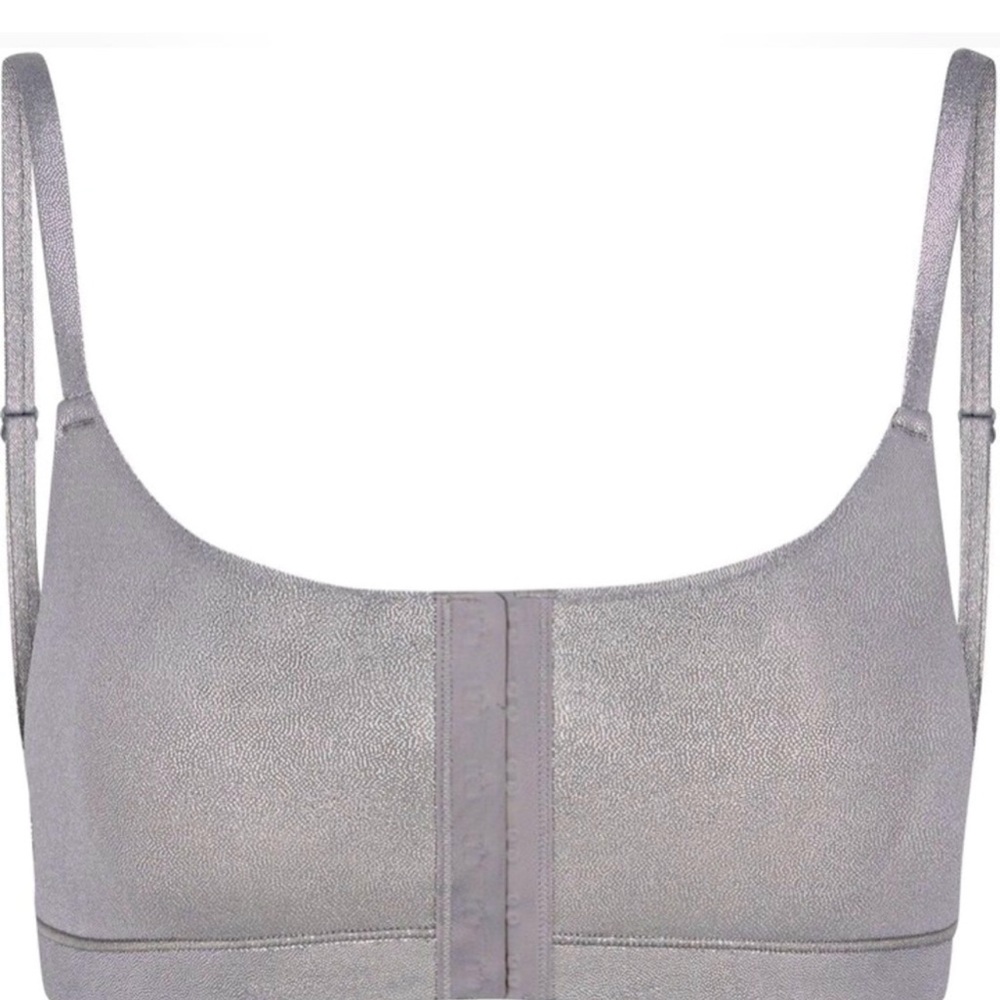 SKIMS Fits Everybody Scoop Bralette in Silver Metallic Shine NWT